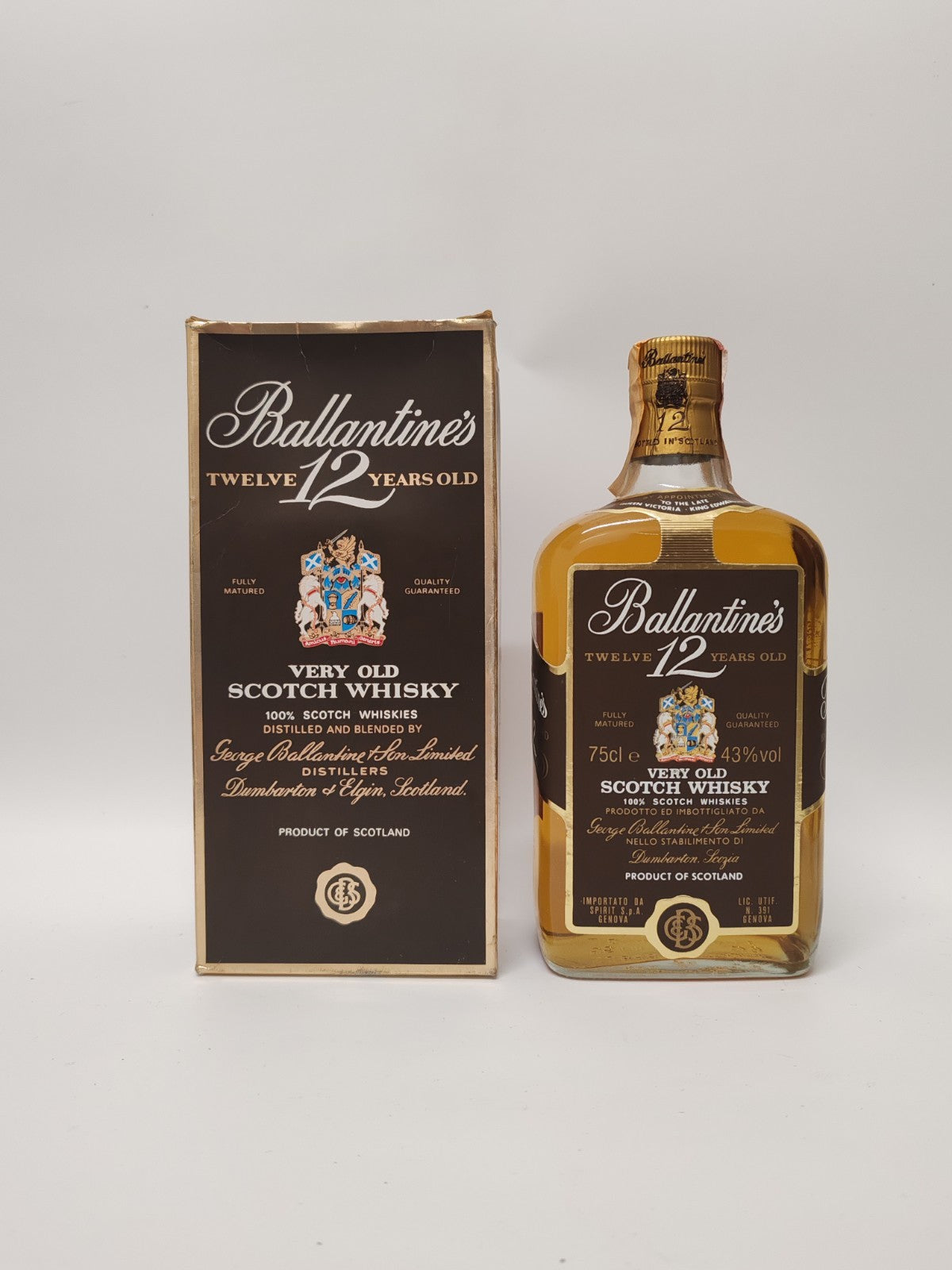 Ballantine’s 12 Years Old – Very Old Scotch Whisky –80iger– 43% – Mit Schachtel