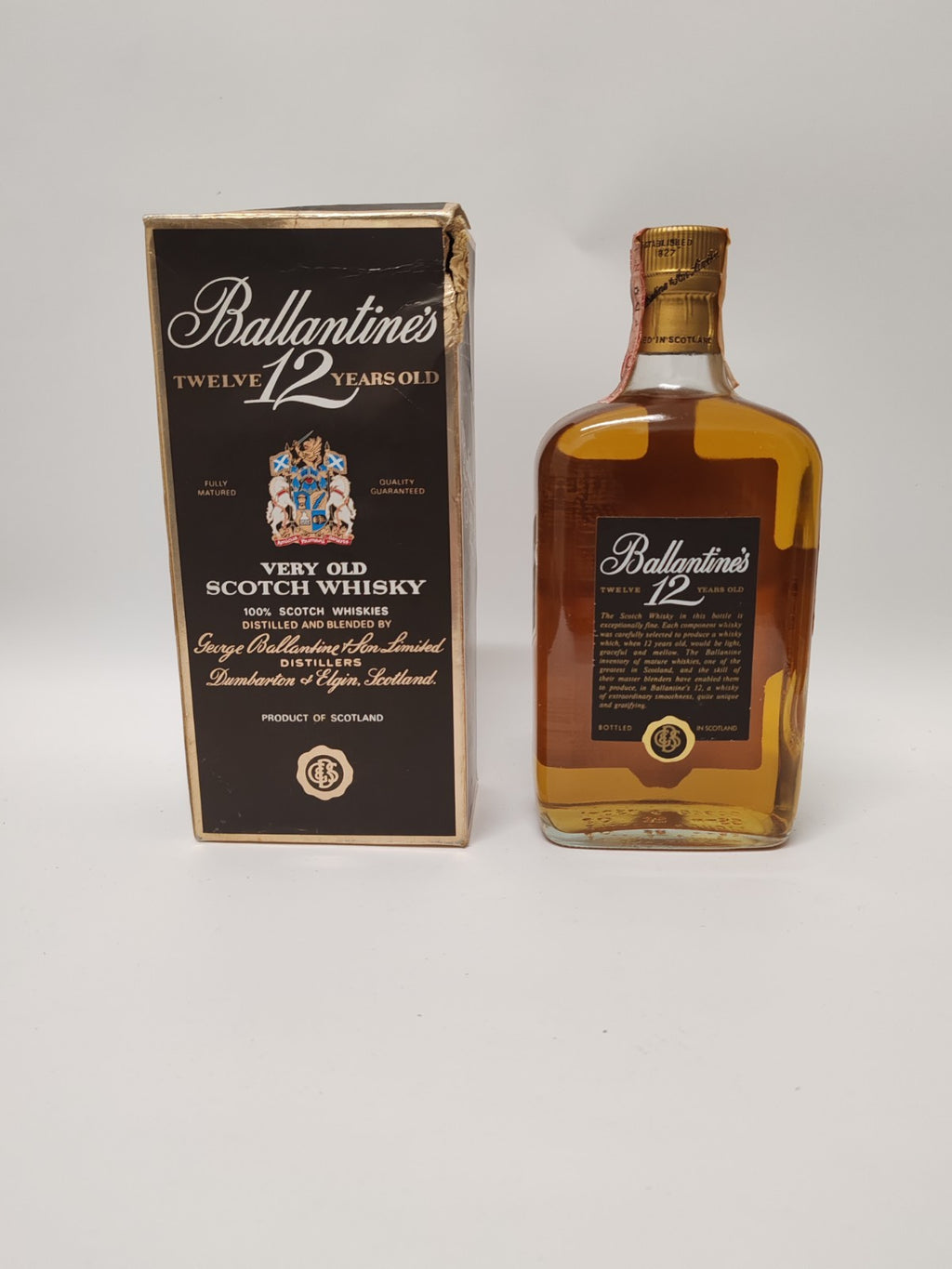 Ballantine’s 12 Years Old – Very Old Scotch Whisky –80iger– 43% – Mit Schachtel