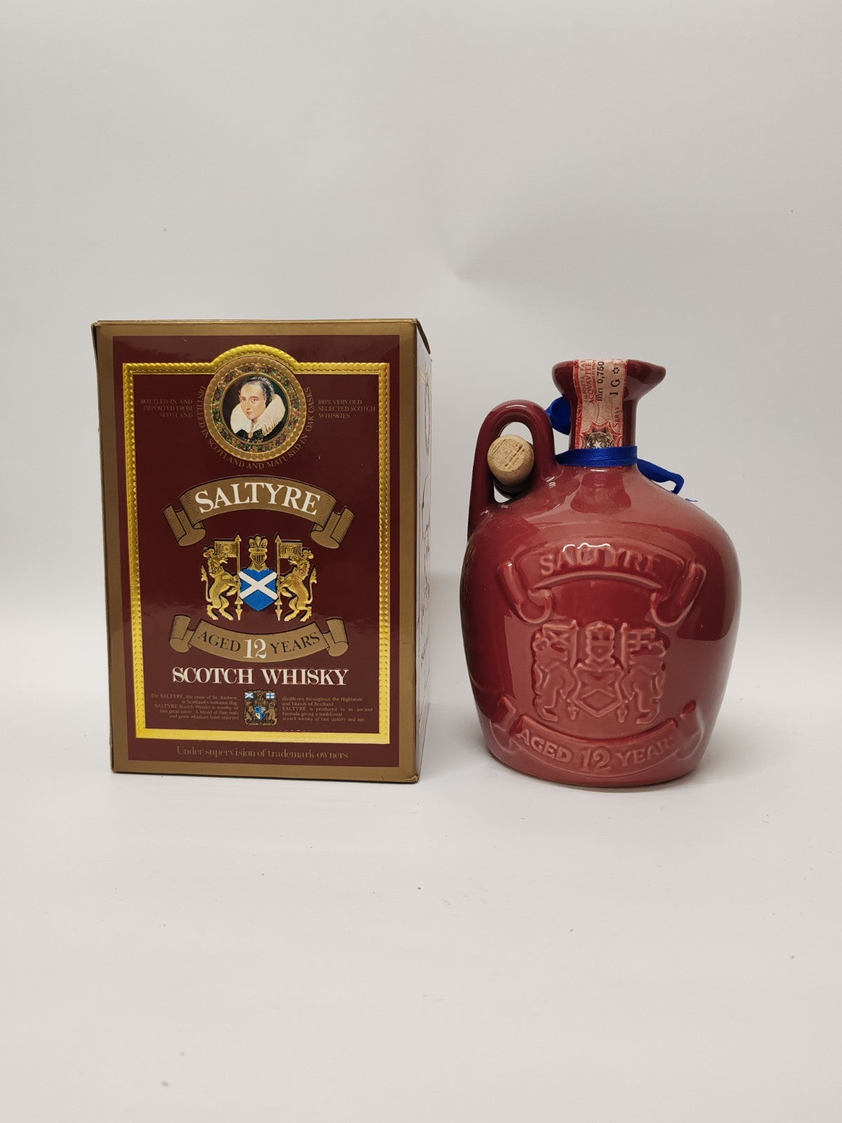 Seltene Saltyre 12 Years Old Scotch Whisky 75cl – 40% – 1980er Jahre – Porzellan