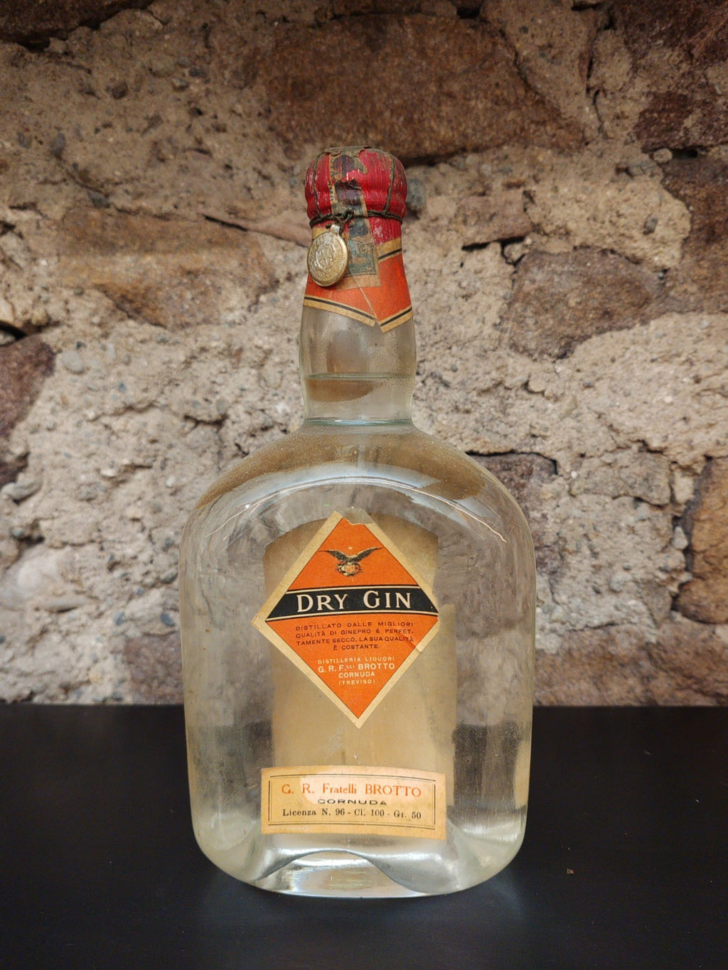 Brotto Dry Gin – 100cl 50% – Italien – 1960er Jahre – Versiegelt