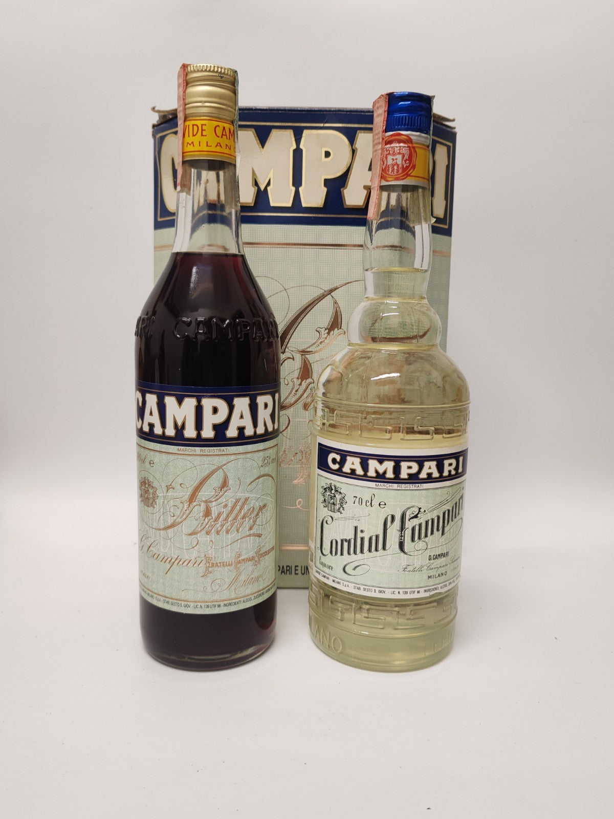 Campari Bitter & Cordial Geschenkset 2×0,7L | 1980er Vintage |Seltene Verpackung