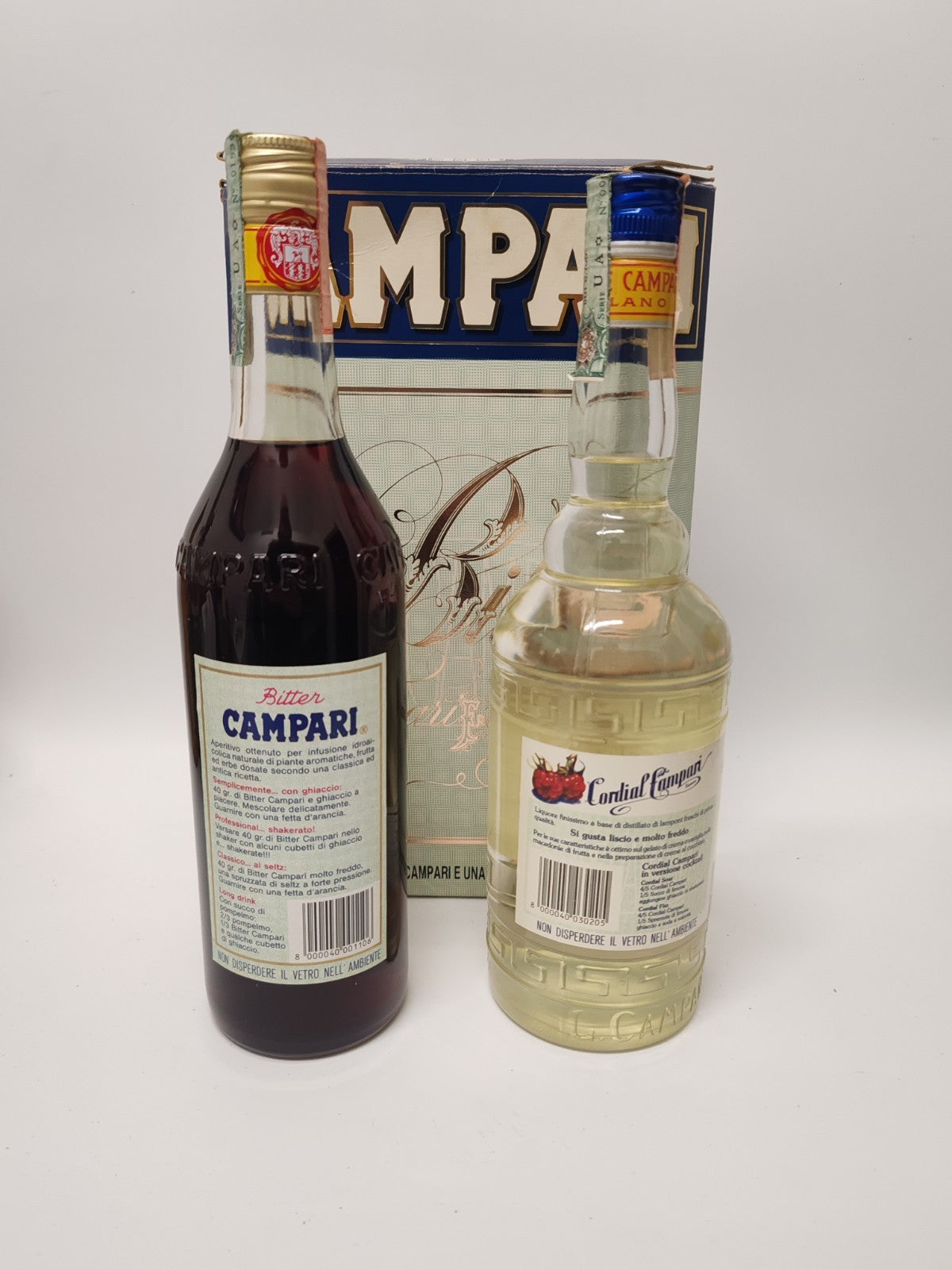 Campari Bitter & Cordial Geschenkset 2×0,7L | 1980er Vintage |Seltene Verpackung