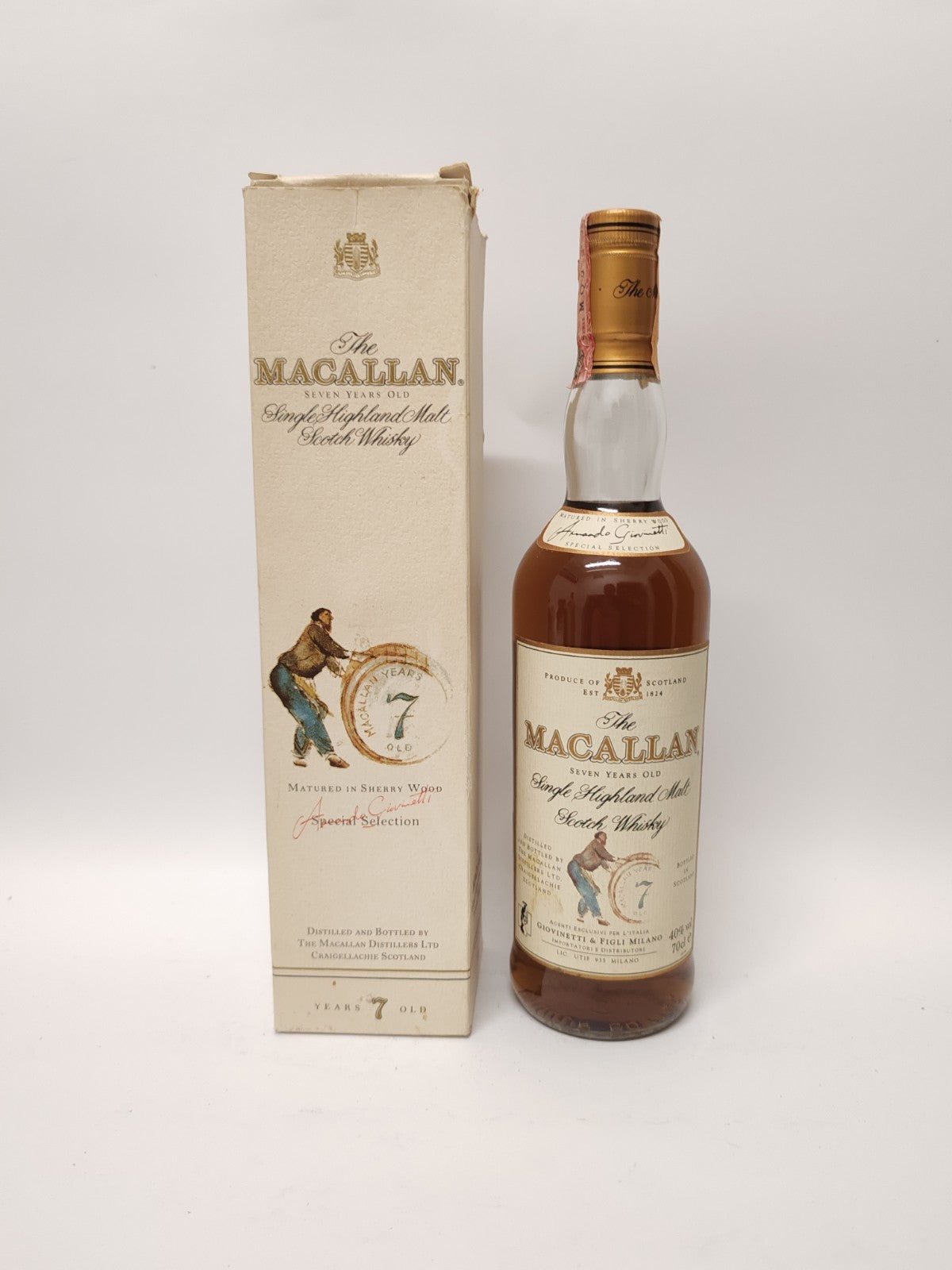 Macallan 7 Years Armando Giovinetti Special Selection 70cl 40%  80er Mit Schacht